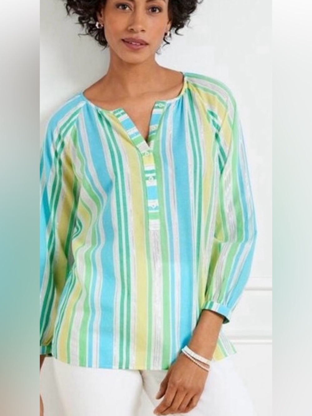 Talbots Striped Lightweight Split-V Tunic  never worn , elegant yet casual